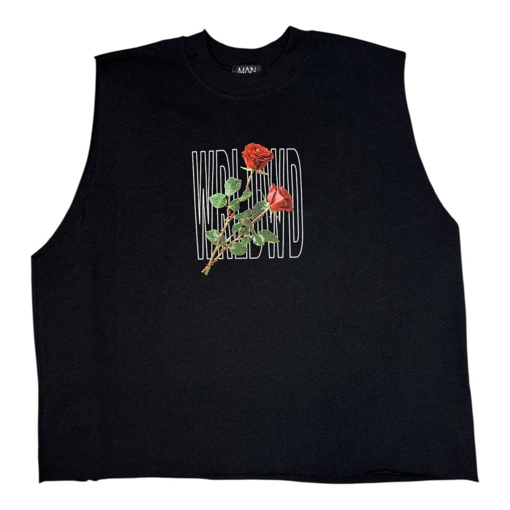 Boohoo Man Size Large Oversized Boxy Rose Distressed Tank Top